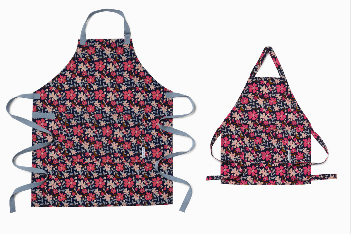 Adult & Child Apron Matching Set | Flower Field