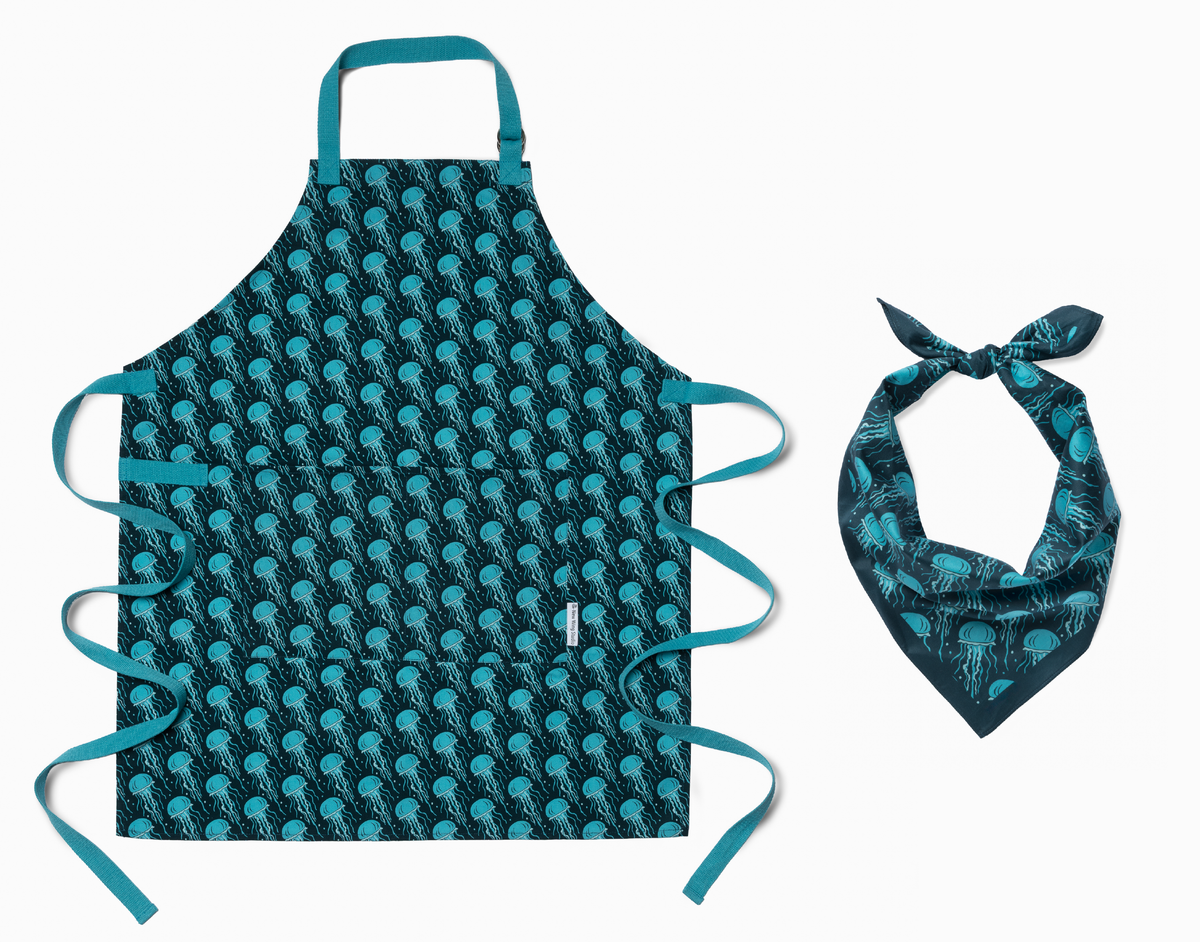Apron & Bandana Matching Set | Jellyfish Dance Party