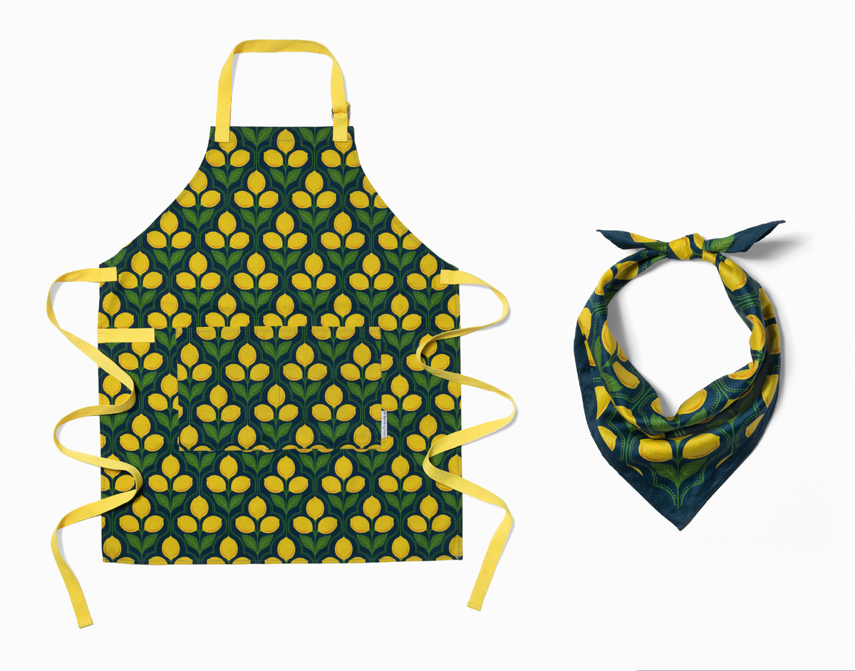 Apron & Bandana Matching Set | Lemon Provence
