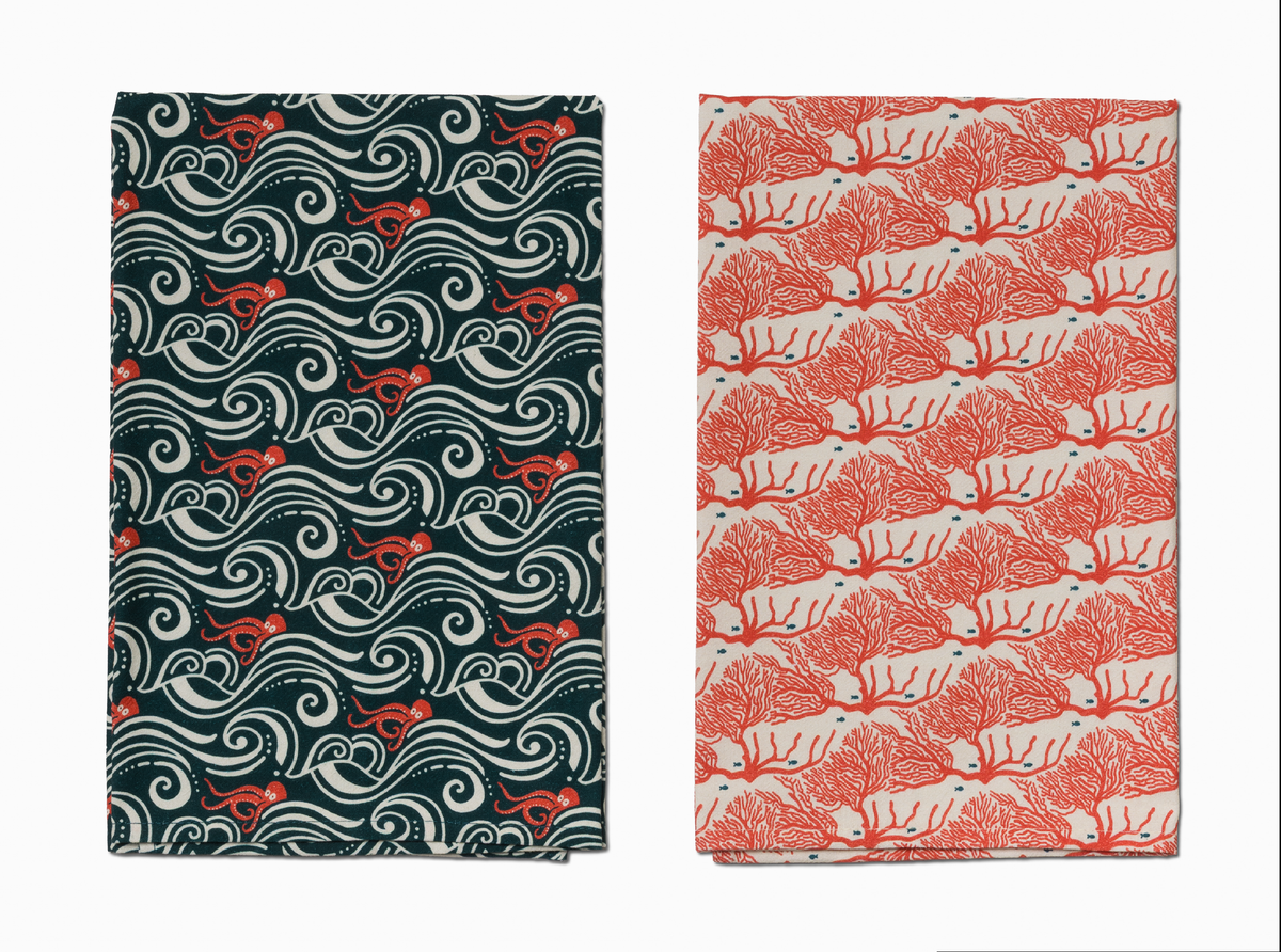 Kitchen Towel Duo | Calamari & Coral Reef