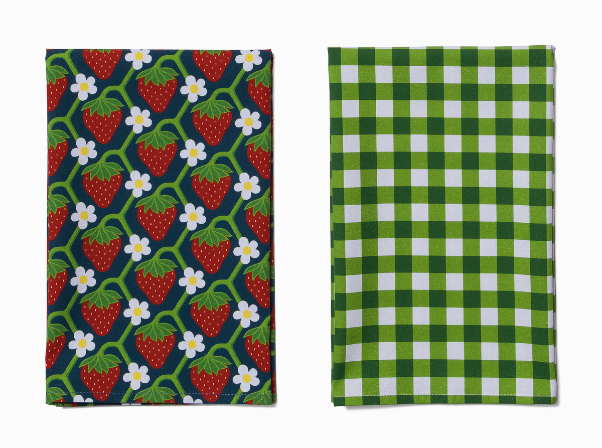 Kitchen Towel Duo | Strawberry Vine & Garden Party Gingham