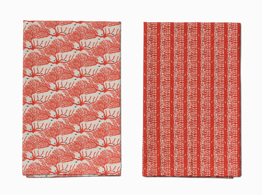 Kitchen Towel Duo | Coral Reef & Sea Stripe