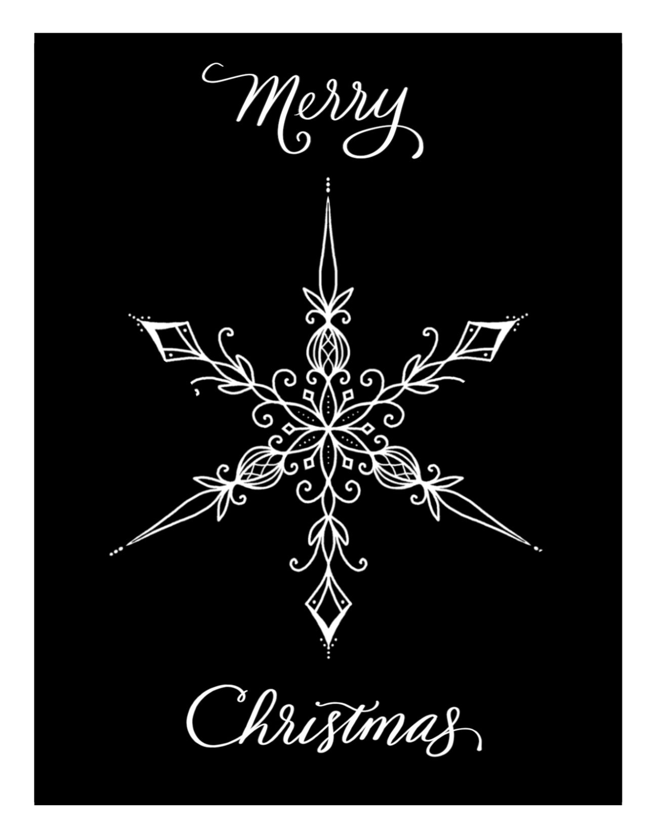 Merry Christmas Black & White Snowflake