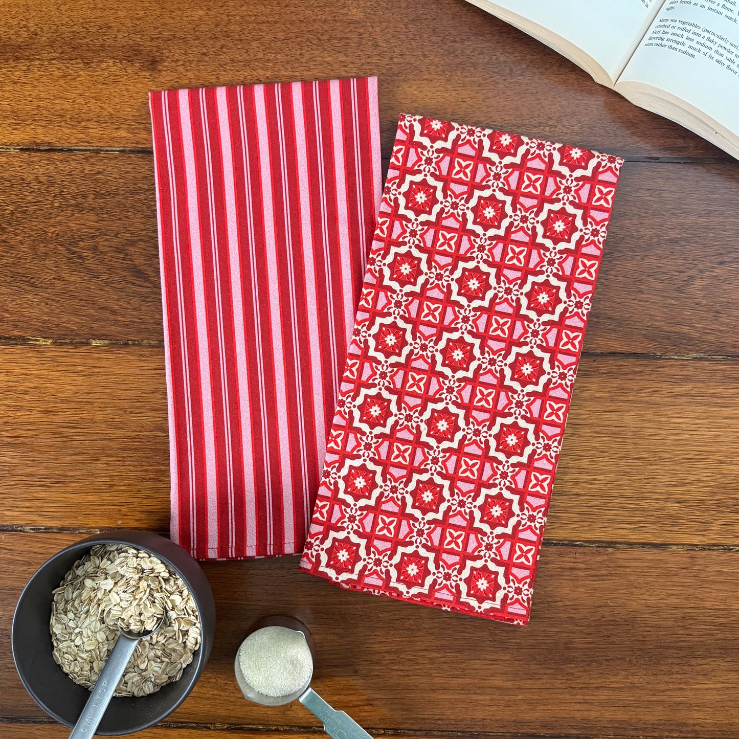 Holiday Kitchen Towel | Peppermint Pink