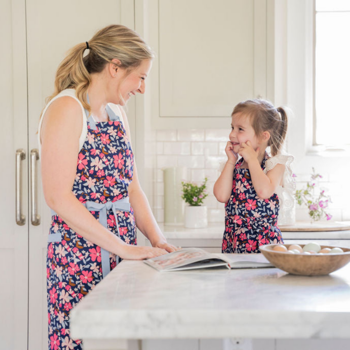 Adult & Child Apron Matching Set | Flower Field