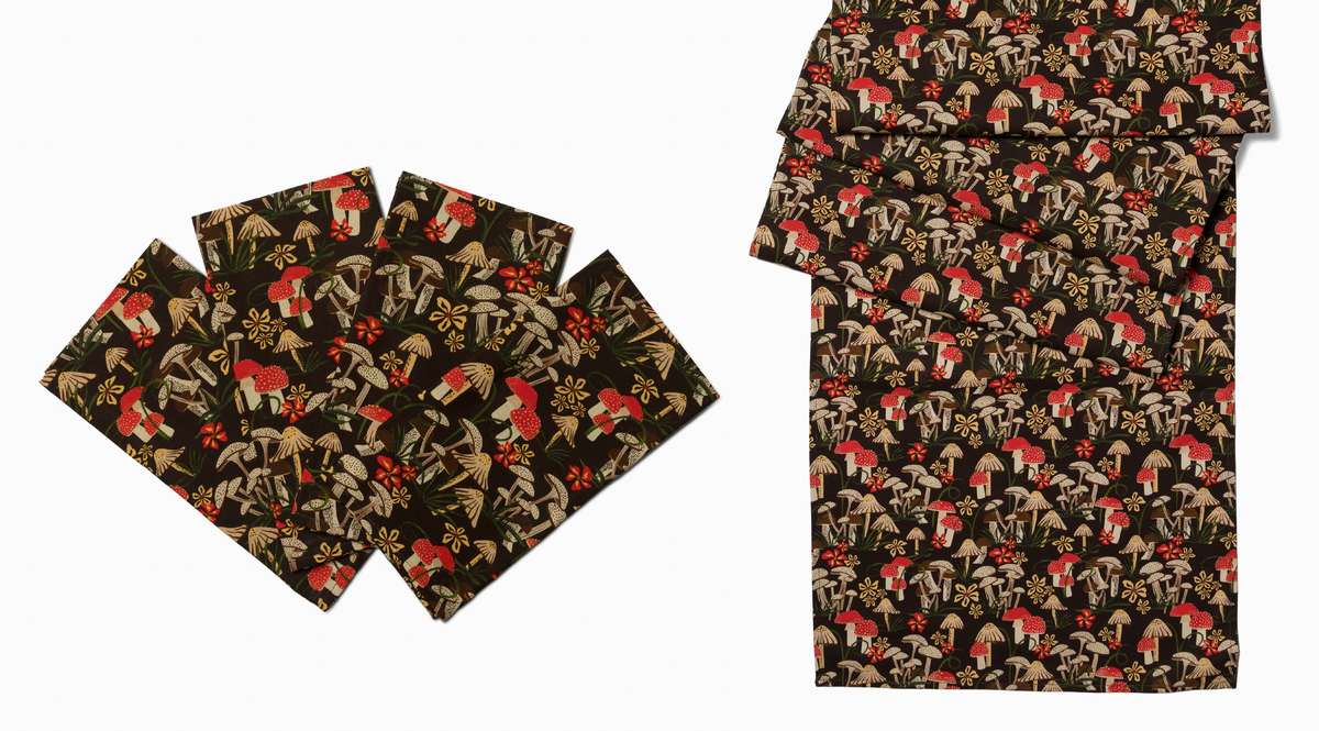 Table Runner & Everyday Napkin Set | Mushroom Field