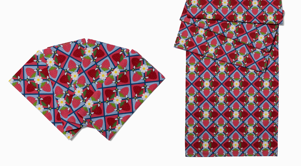 Table Runner & Everyday Napkin Set | Bees & Berries