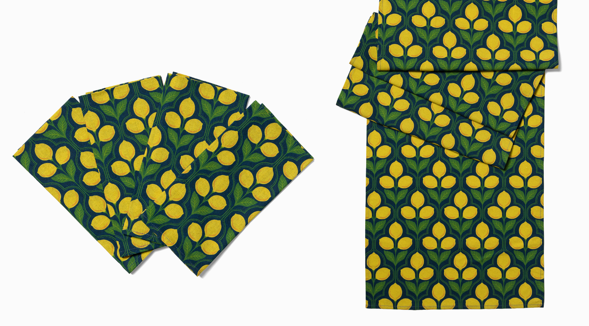 Table Runner & Everyday Napkin Set | Lemon Provence