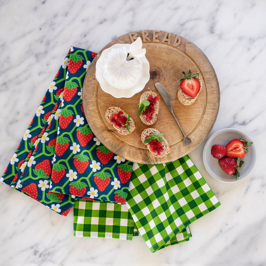 Kitchen Towel Duo | Strawberry Vine & Garden Party Gingham