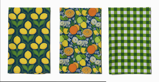 Kitchen Towel Trio | Lemon Provence, Citrus Grove & Garden Party Gingham