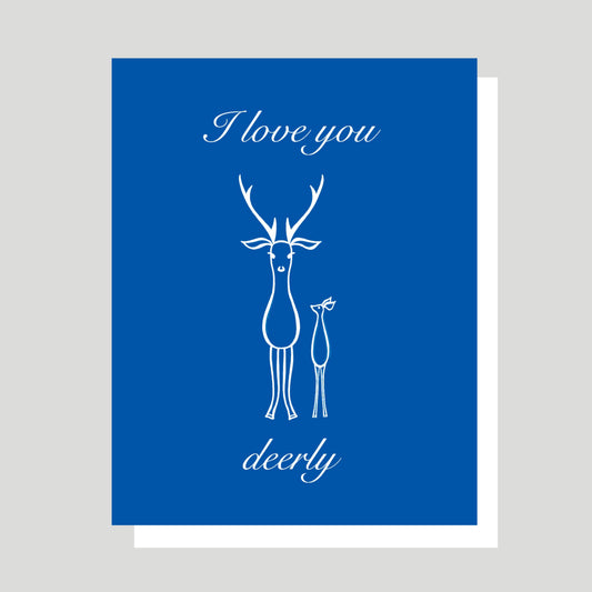 I Love You Deerly BLUE Greeting Card