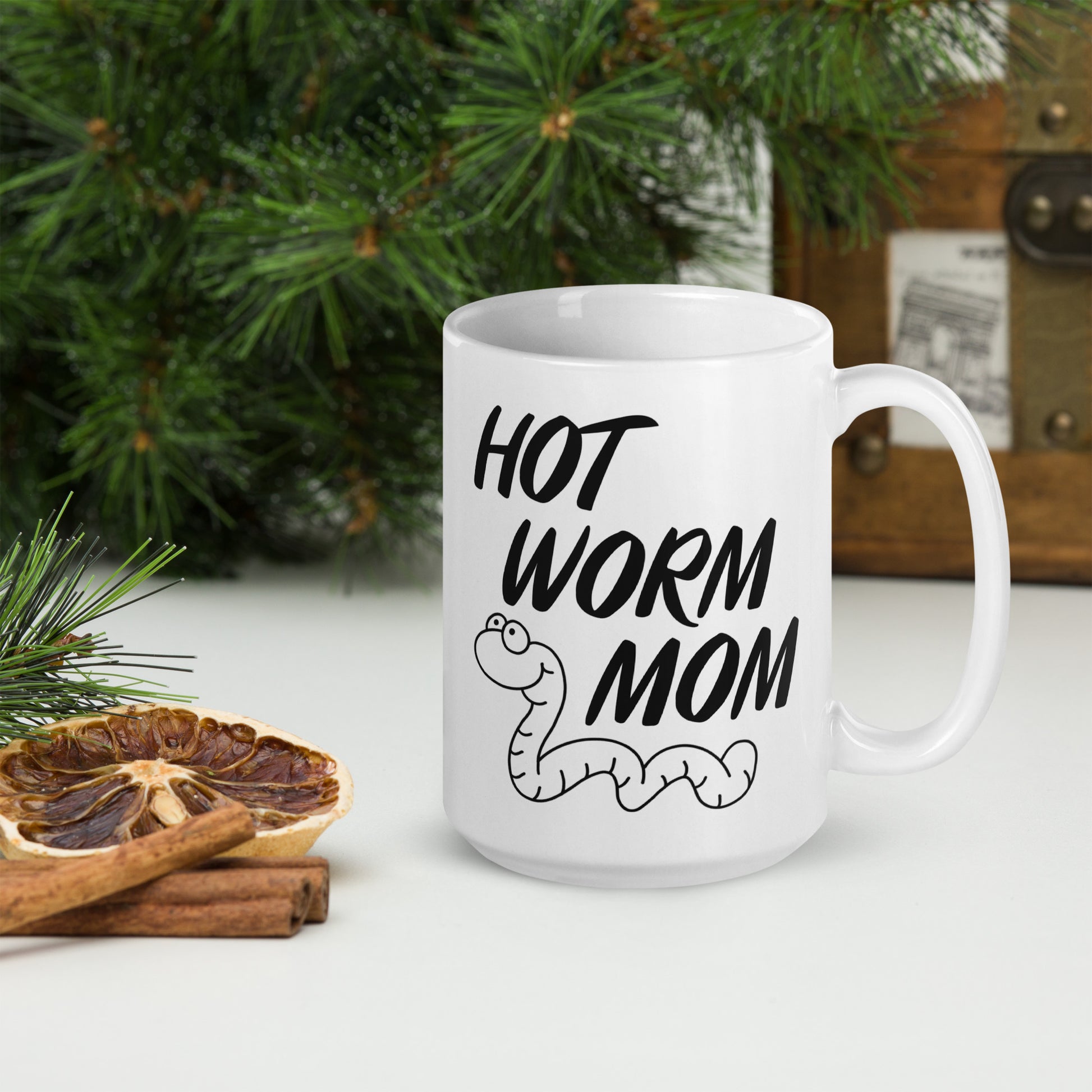 Hot Worm Mom Mug B&W – New Wing Studio